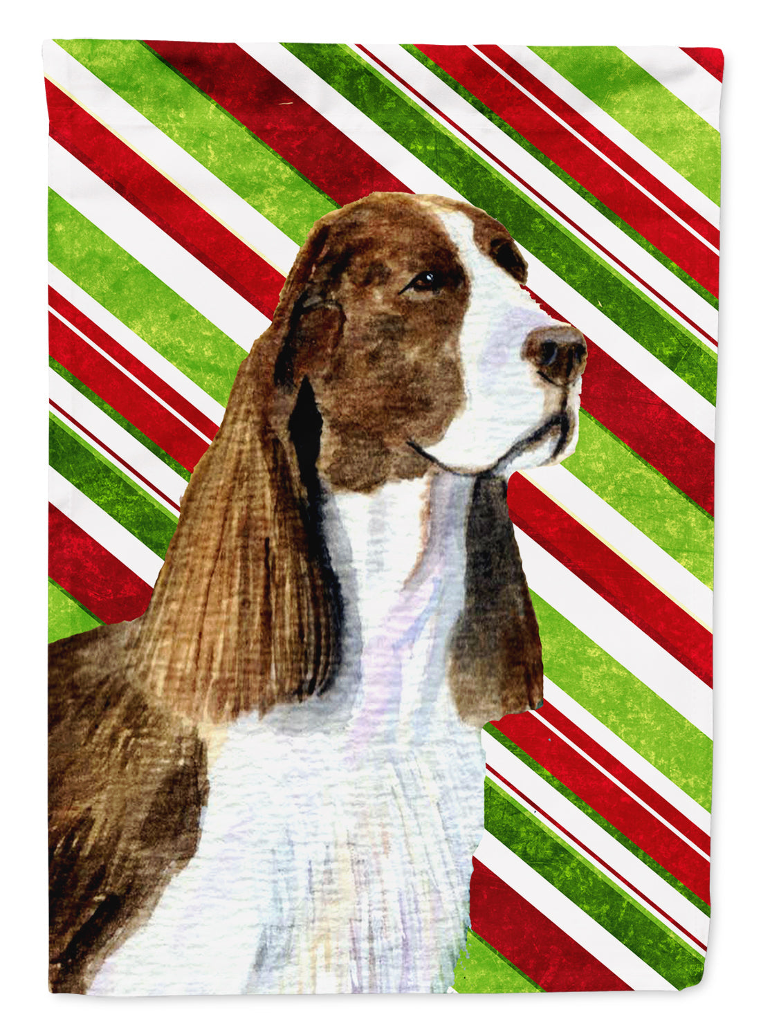 Springer Spaniel Candy Cane Holiday Christmas House Flag 28x40 Porch Sleeve Pole Decorative Outside Yard Banner Artwork Wall Hanging, Polyester