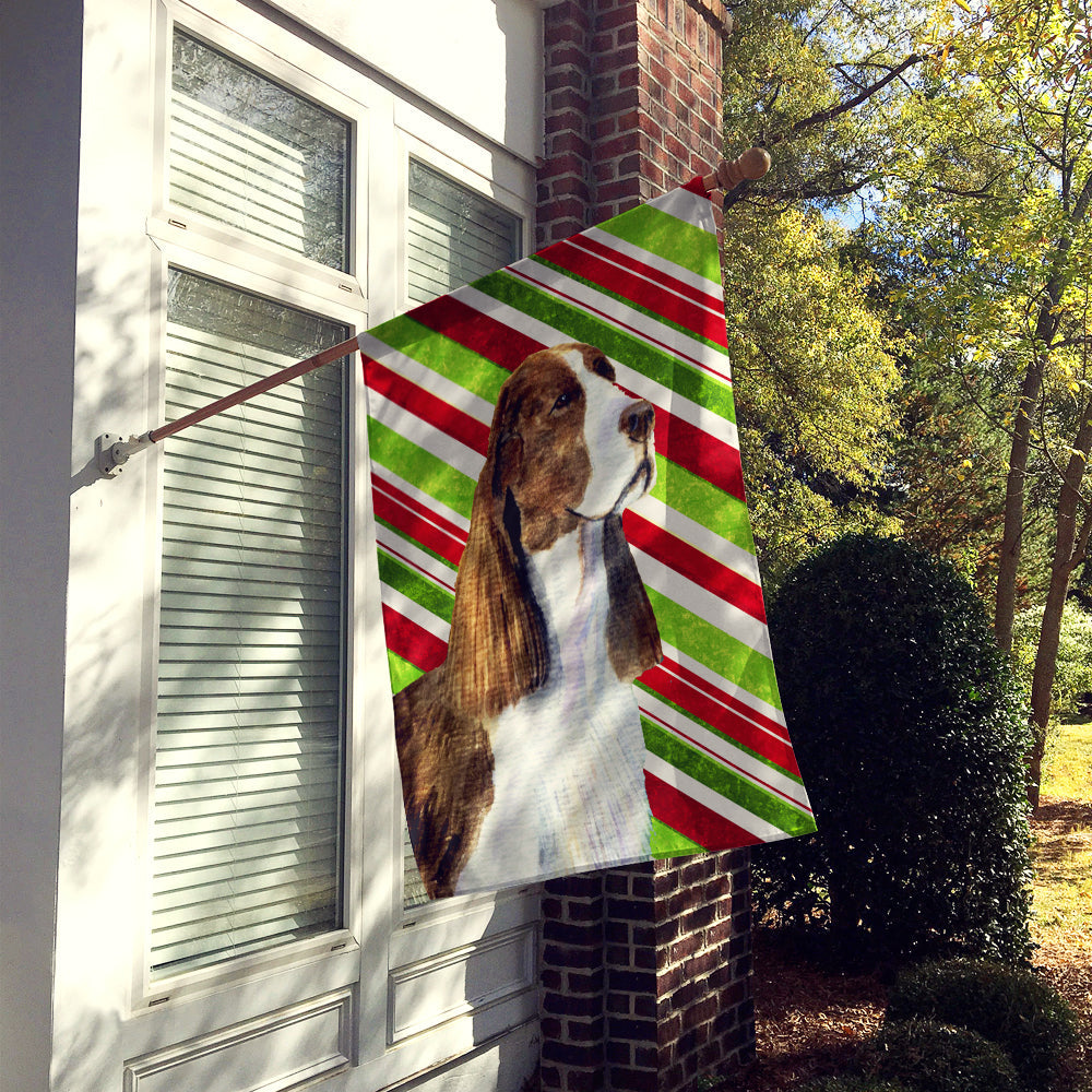 Springer Spaniel Candy Cane Holiday Christmas House Flag 28x40 Porch Sleeve Pole Decorative Outside Yard Banner Artwork Wall Hanging, Polyester