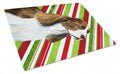 Springer Spaniel Candy Cane Holiday Christmas Cutting Board Tempered Glass Kitchen Cutting Surface, Heat Resistant Chopping, Non-Slip Feet, Food Prep & Serving