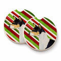 Basenji Candy Cane Holiday Christmas Set of 2 Cup Holder Car Coasters Absorbent Round Sandstone Coasters Gifts for Men or Women, 2.5, Multicolor