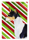 Basenji Candy Cane Holiday Christmas House Flag 28x40 Porch Sleeve Pole Decorative Outside Yard Banner Artwork Wall Hanging, Polyester