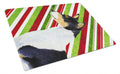 Basenji Candy Cane Holiday Christmas Cutting Board Tempered Glass Kitchen Cutting Surface, Heat Resistant Chopping, Non-Slip Feet, Food Prep & Serving