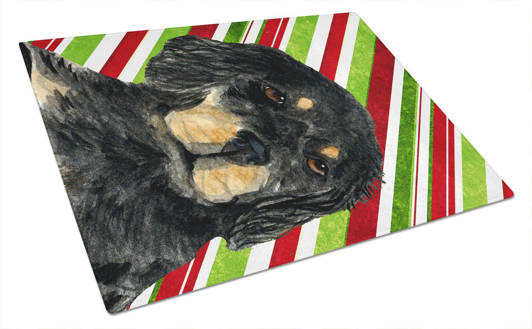 Gordon Setter Candy Cane Holiday Christmas Cutting Board Tempered Glass Kitchen Cutting Surface, Heat Resistant Chopping, Non-Slip Feet, Food Prep & Serving