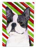 Boston Terrier Candy Cane Holiday Christmas House Flag 28x40 Porch Sleeve Pole Decorative Outside Yard Banner Artwork Wall Hanging, Polyester