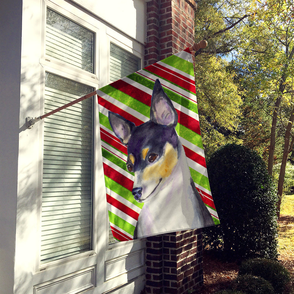 Chihuahua Candy Cane Holiday Christmas House Flag 28x40 Porch Sleeve Pole Decorative Outside Yard Banner Artwork Wall Hanging, Polyester