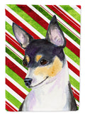 Chihuahua Candy Cane Holiday Christmas House Flag 28x40 Porch Sleeve Pole Decorative Outside Yard Banner Artwork Wall Hanging, Polyester
