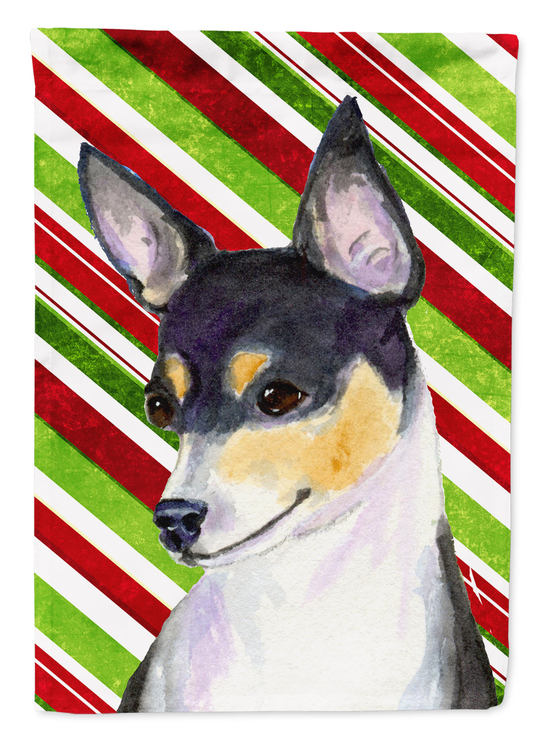 Chihuahua Candy Cane Holiday Christmas House Flag 28x40 Porch Sleeve Pole Decorative Outside Yard Banner Artwork Wall Hanging, Polyester