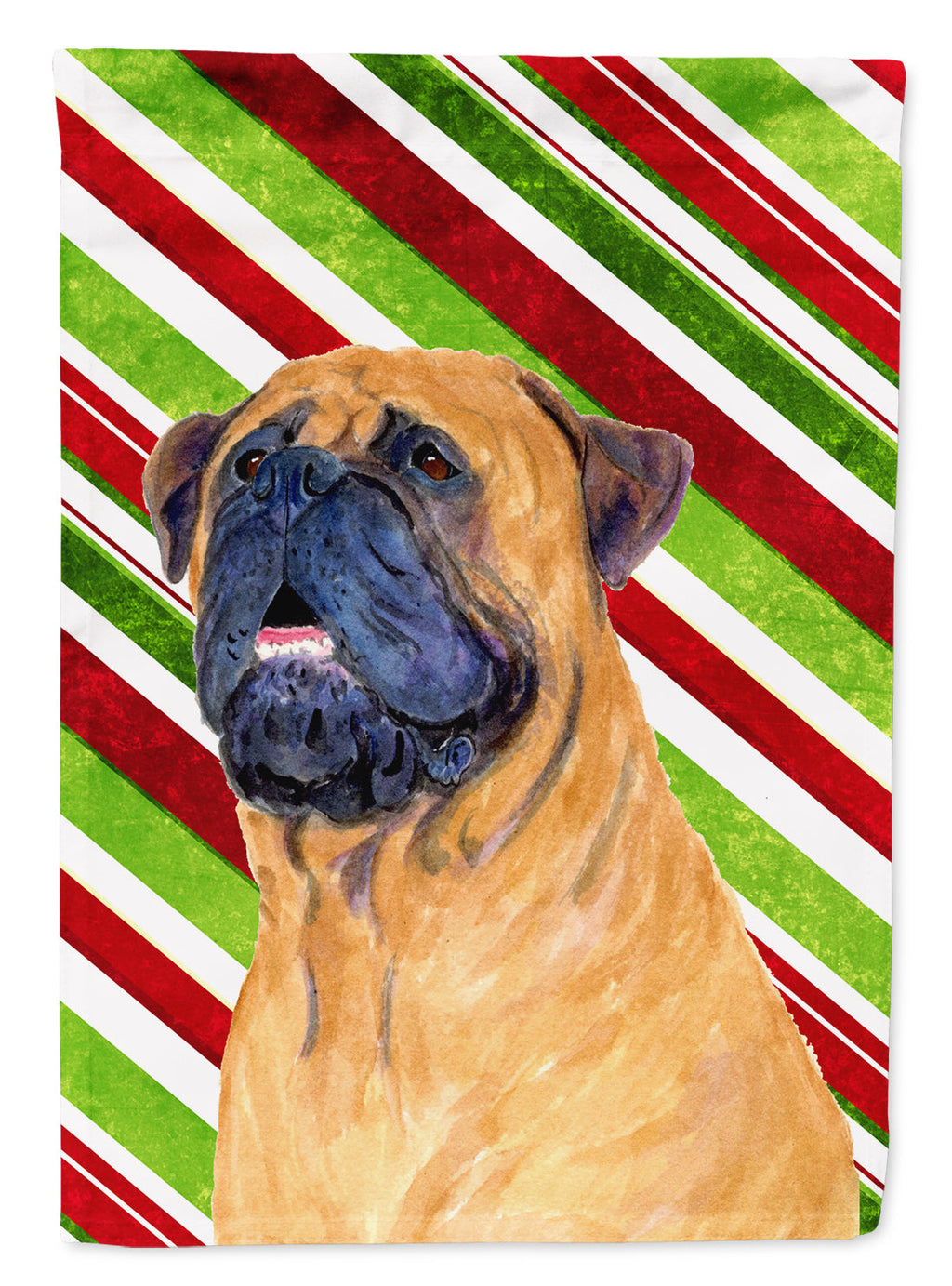 Mastiff Candy Cane Holiday Christmas House Flag 28x40 Porch Sleeve Pole Decorative Outside Yard Banner Artwork Wall Hanging, Polyester