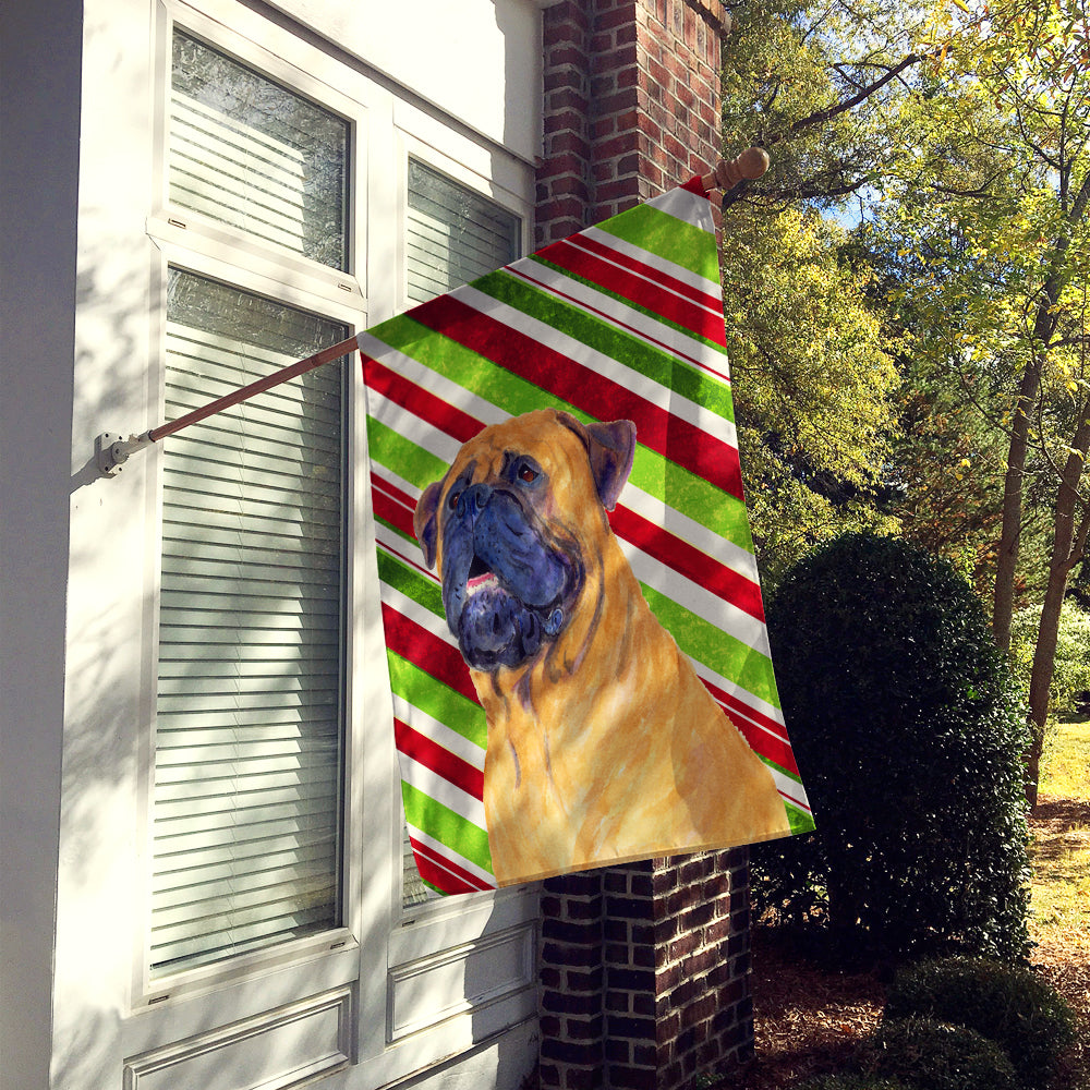 Mastiff Candy Cane Holiday Christmas House Flag 28x40 Porch Sleeve Pole Decorative Outside Yard Banner Artwork Wall Hanging, Polyester