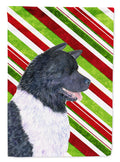 Akita Candy Cane Holiday Christmas House Flag 28x40 Porch Sleeve Pole Decorative Outside Yard Banner Artwork Wall Hanging, Polyester