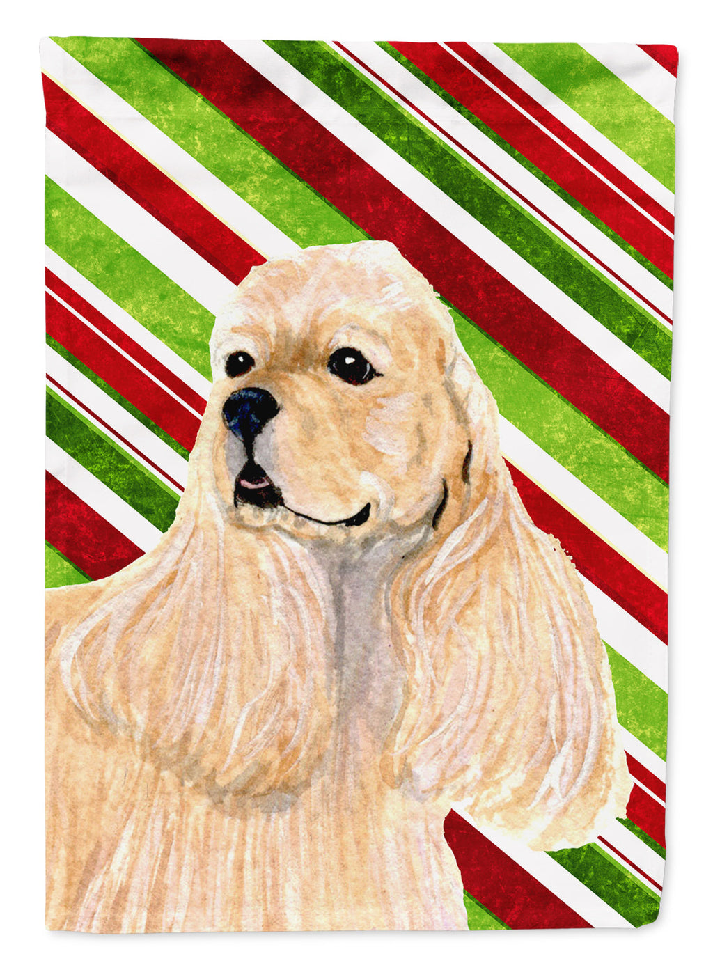 Cocker Spaniel Candy Cane Holiday Christmas House Flag 28x40 Porch Sleeve Pole Decorative Outside Yard Banner Artwork Wall Hanging, Polyester