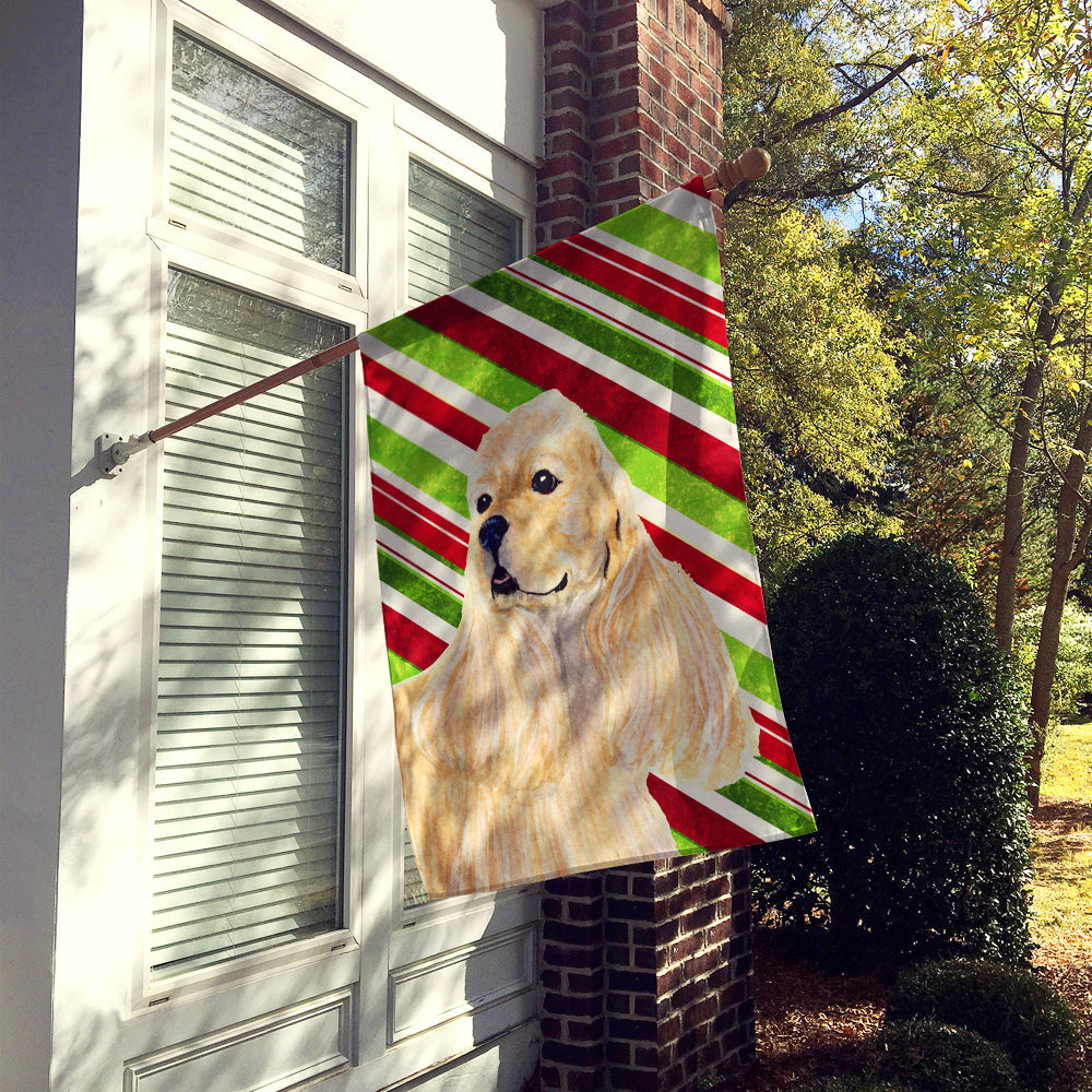 Cocker Spaniel Candy Cane Holiday Christmas House Flag 28x40 Porch Sleeve Pole Decorative Outside Yard Banner Artwork Wall Hanging, Polyester