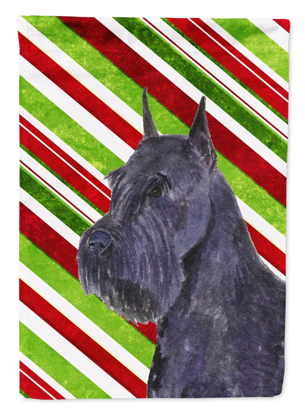 Schnauzer Candy Cane Holiday Christmas House Flag 28x40 Porch Sleeve Pole Decorative Outside Yard Banner Artwork Wall Hanging, Polyester