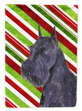 Schnauzer Candy Cane Holiday Christmas House Flag 28x40 Porch Sleeve Pole Decorative Outside Yard Banner Artwork Wall Hanging, Polyester
