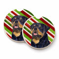 Rottweiler Candy Cane Holiday Christmas Set of 2 Cup Holder Car Coasters Absorbent Round Sandstone Coasters Gifts for Men or Women, 2.5, Multicolor