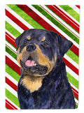 Rottweiler Candy Cane Holiday Christmas House Flag 28x40 Porch Sleeve Pole Decorative Outside Yard Banner Artwork Wall Hanging, Polyester