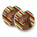 Field Spaniel Candy Cane Holiday Christmas Set of 2 Cup Holder Car Coasters Absorbent Round Sandstone Coasters Gifts for Men or Women, 2.5, Multicolor