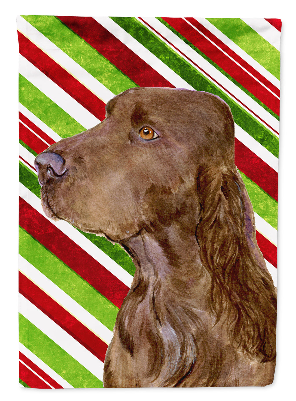 Field Spaniel Candy Cane Holiday Christmas House Flag 28x40 Porch Sleeve Pole Decorative Outside Yard Banner Artwork Wall Hanging, Polyester