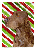 Field Spaniel Candy Cane Holiday Christmas House Flag 28x40 Porch Sleeve Pole Decorative Outside Yard Banner Artwork Wall Hanging, Polyester