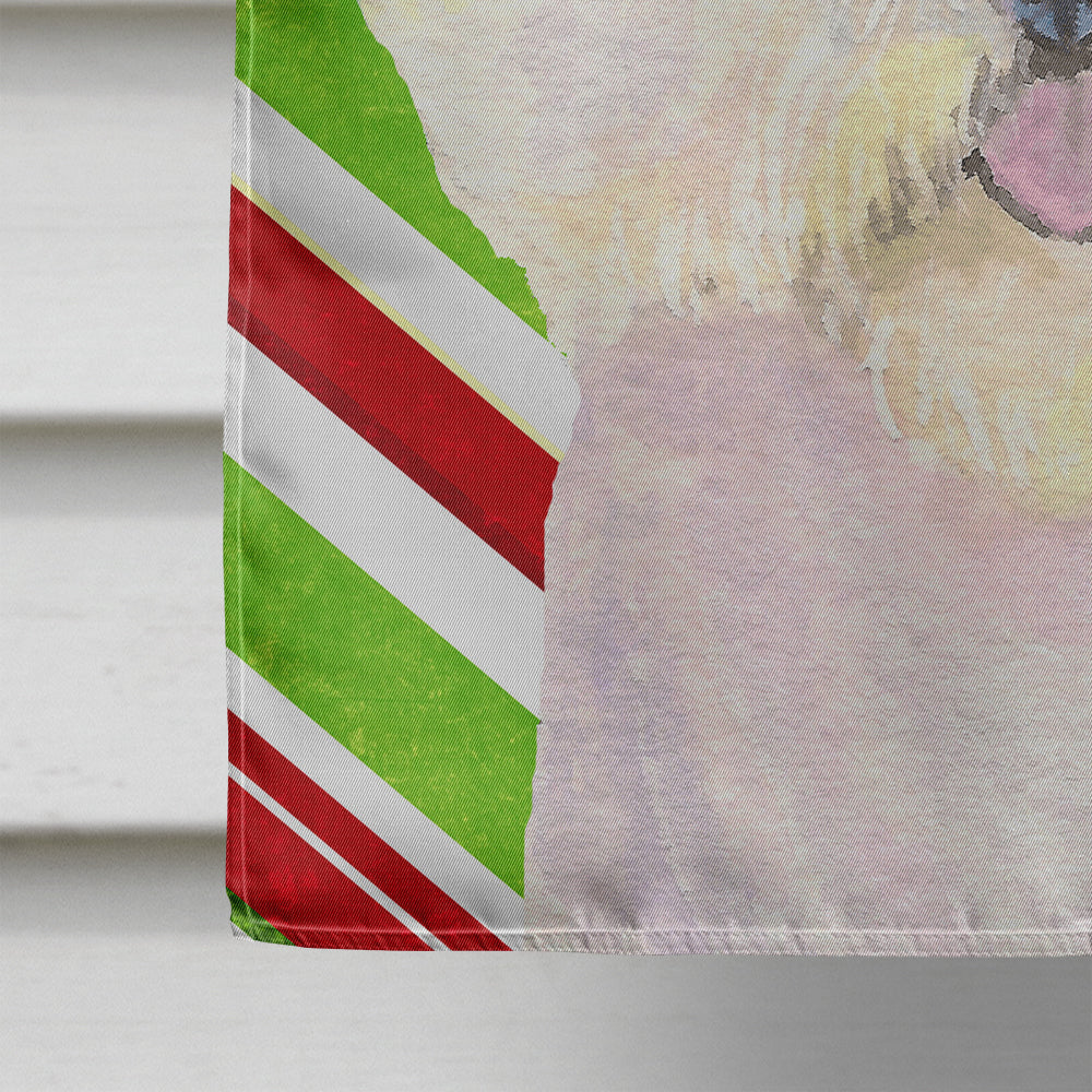 Bichon Frise Candy Cane Holiday Christmas House Flag 28x40 Porch Sleeve Pole Decorative Outside Yard Banner Artwork Wall Hanging, Polyester