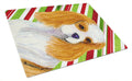 Cavalier Spaniel Candy Cane Holiday Christmas Cutting Board Tempered Glass Kitchen Cutting Surface, Heat Resistant Chopping, Non-Slip Feet, Food Prep & Serving