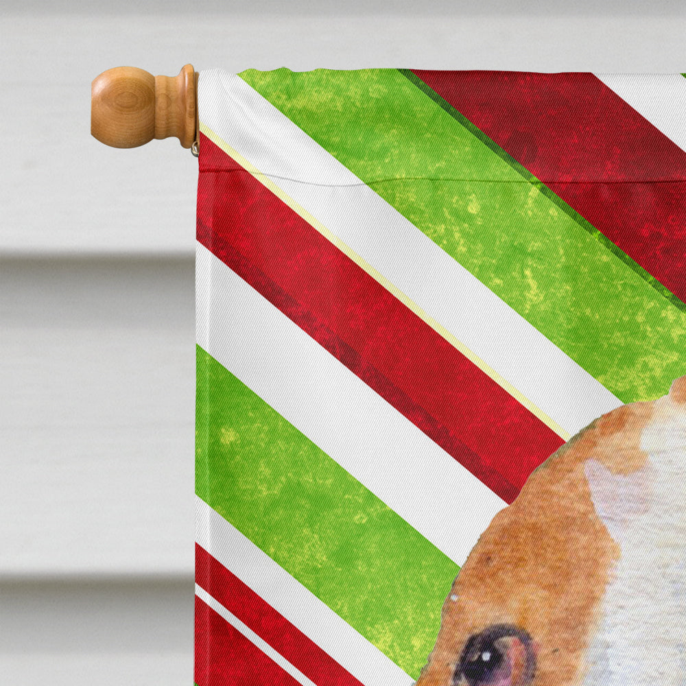 Basset Hound Candy Cane Holiday Christmas House Flag 28x40 Porch Sleeve Pole Decorative Outside Yard Banner Artwork Wall Hanging, Polyester