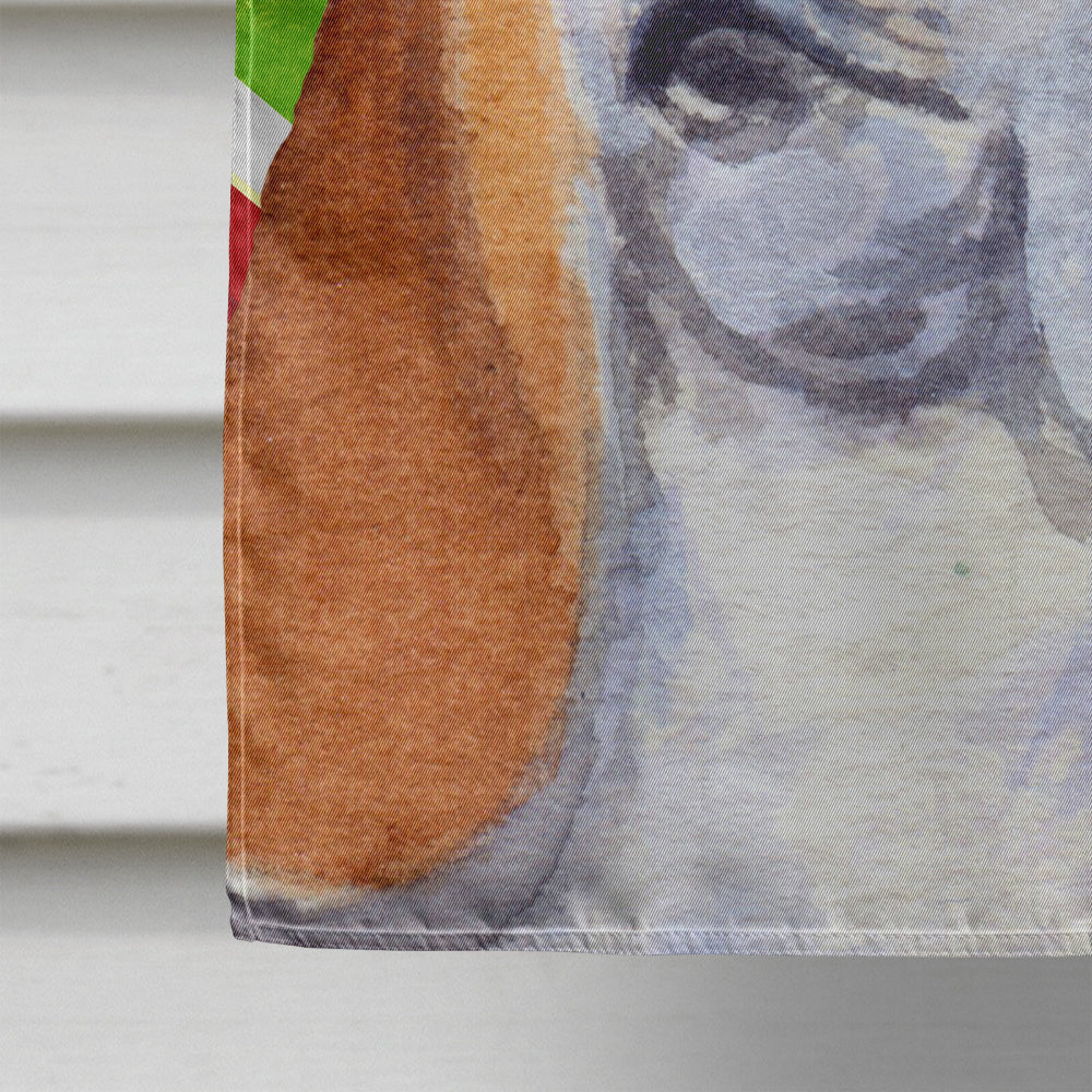Basset Hound Candy Cane Holiday Christmas House Flag 28x40 Porch Sleeve Pole Decorative Outside Yard Banner Artwork Wall Hanging, Polyester