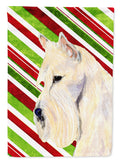 Scottish Terrier Candy Cane Holiday Christmas House Flag 28x40 Porch Sleeve Pole Decorative Outside Yard Banner Artwork Wall Hanging, Polyester