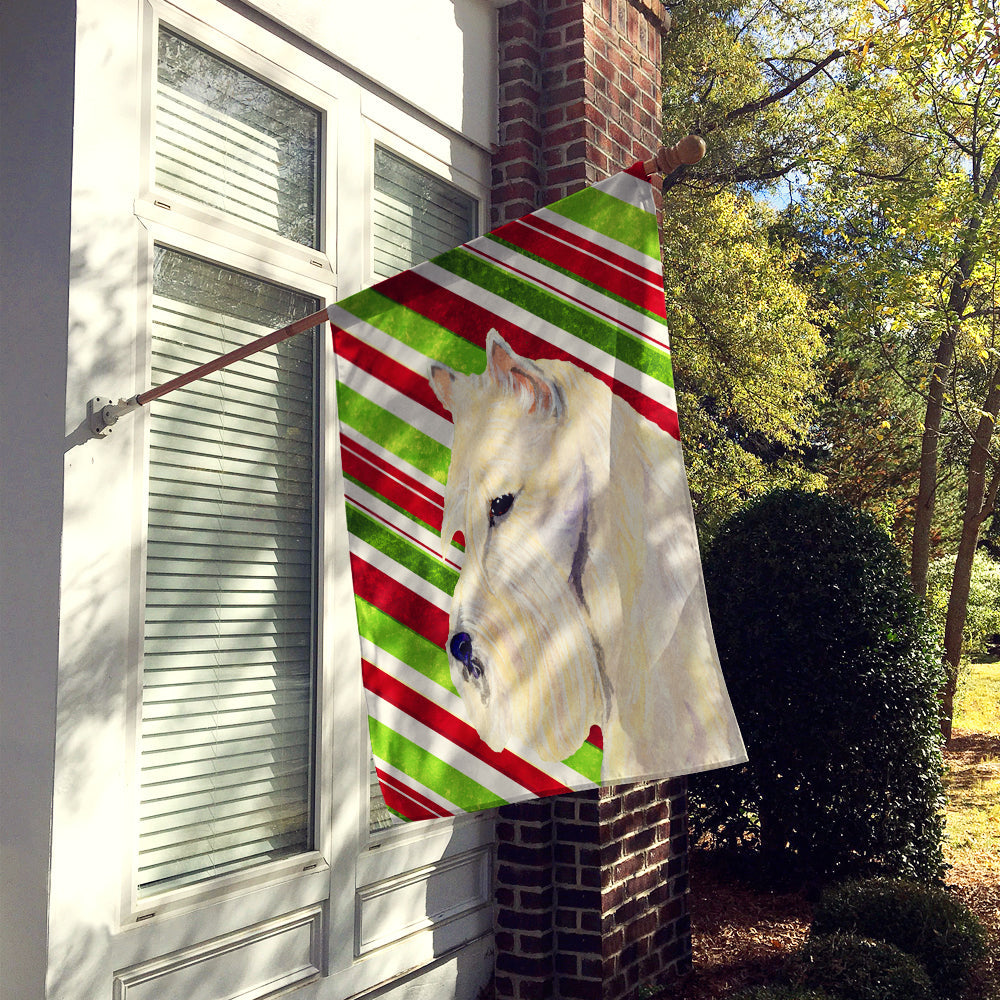 Scottish Terrier Candy Cane Holiday Christmas House Flag 28x40 Porch Sleeve Pole Decorative Outside Yard Banner Artwork Wall Hanging, Polyester