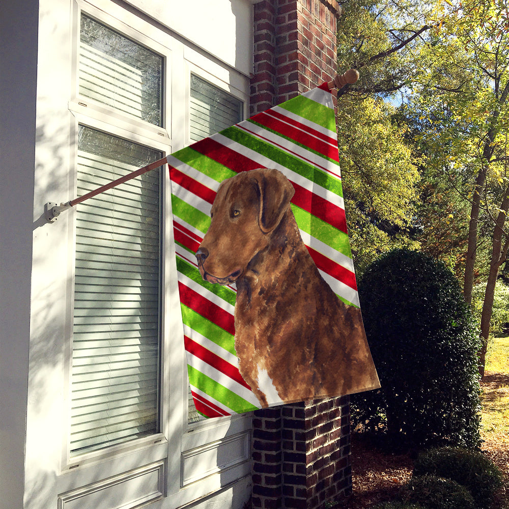 Chesapeake Bay Retriever Candy Cane Holiday Christmas House Flag 28x40 Porch Sleeve Pole Decorative Outside Yard Banner Artwork Wall Hanging, Polyester