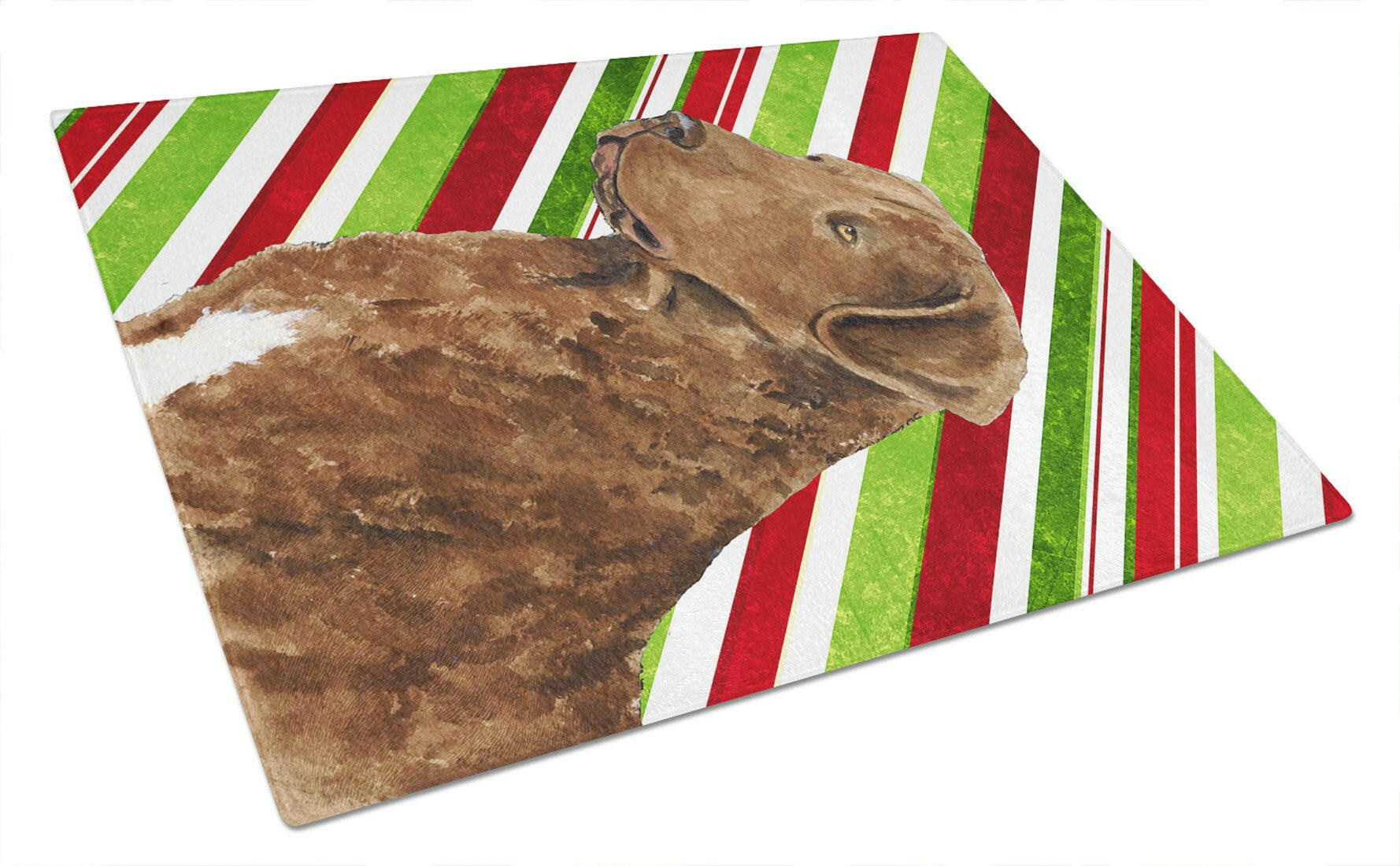 Chesapeake Bay Retriever Candy Cane Holiday Christmas Cutting Board Tempered Glass Kitchen Cutting Surface, Heat Resistant Chopping, Non-Slip Feet, Food Prep & Serving