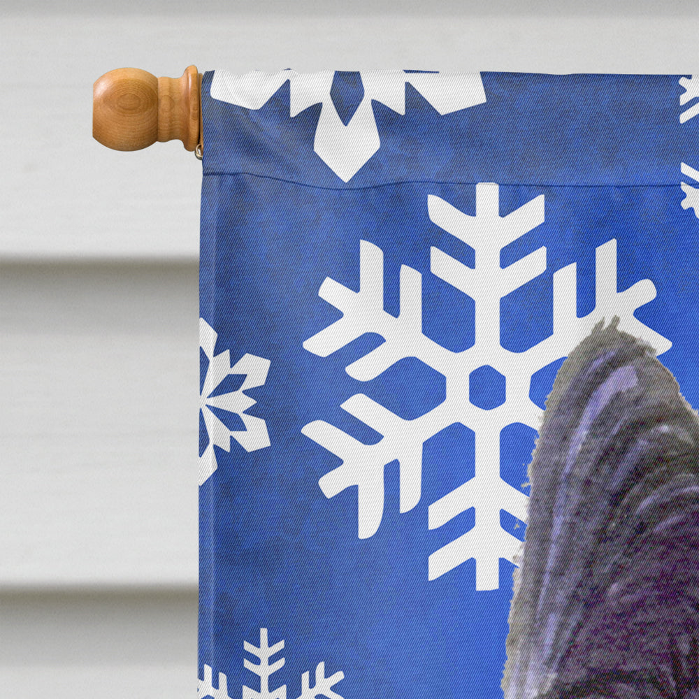 Skye Terrier Winter Snowflakes Holiday House Flag 28x40 Porch Sleeve Pole Decorative Outside Yard Banner Artwork Wall Hanging, Polyester