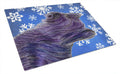 Skye Terrier Winter Snowflakes Holiday Cutting Board Tempered Glass Kitchen Cutting Surface, Heat Resistant Chopping, Non-Slip Feet, Food Prep & Serving