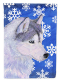 Siberian Husky Winter Snowflakes Holiday House Flag 28x40 Porch Sleeve Pole Decorative Outside Yard Banner Artwork Wall Hanging, Polyester