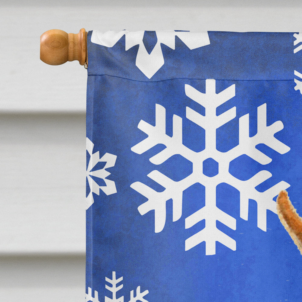 Min Pin Winter Snowflakes Holiday House Flag 28x40 Porch Sleeve Pole Decorative Outside Yard Banner Artwork Wall Hanging, Polyester