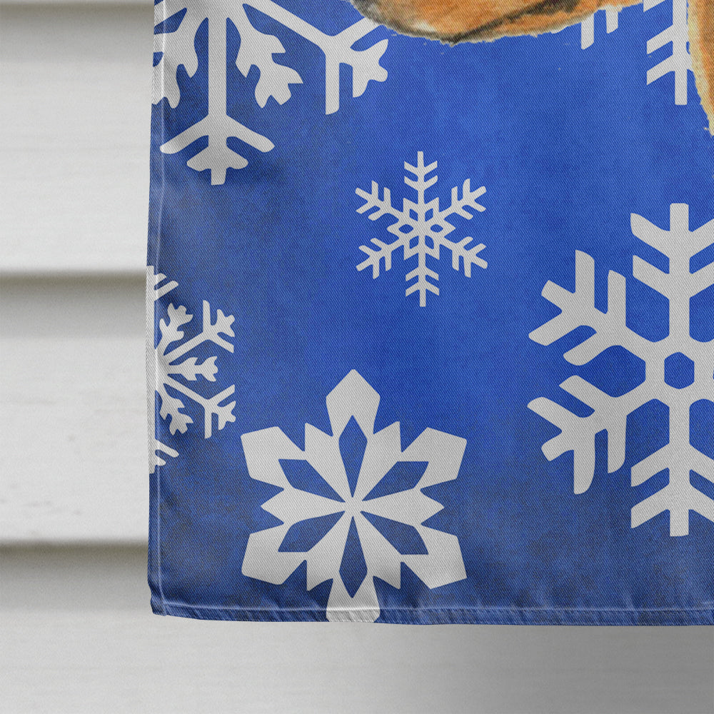 Min Pin Winter Snowflakes Holiday House Flag 28x40 Porch Sleeve Pole Decorative Outside Yard Banner Artwork Wall Hanging, Polyester