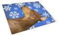 Doberman Winter Snowflakes Holiday Cutting Board Tempered Glass Kitchen Cutting Surface, Heat Resistant Chopping, Non-Slip Feet, Food Prep & Serving