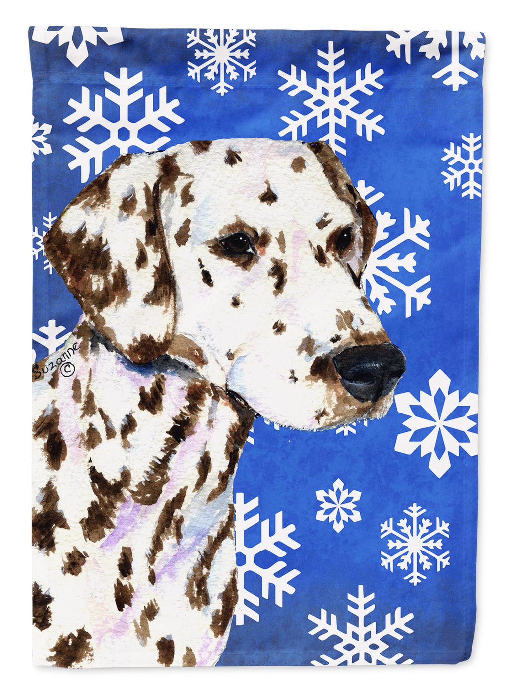 Dalmatian Winter Snowflakes Holiday House Flag 28x40 Porch Sleeve Pole Decorative Outside Yard Banner Artwork Wall Hanging, Polyester