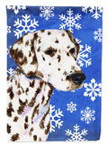 Dalmatian Winter Snowflakes Holiday House Flag 28x40 Porch Sleeve Pole Decorative Outside Yard Banner Artwork Wall Hanging, Polyester