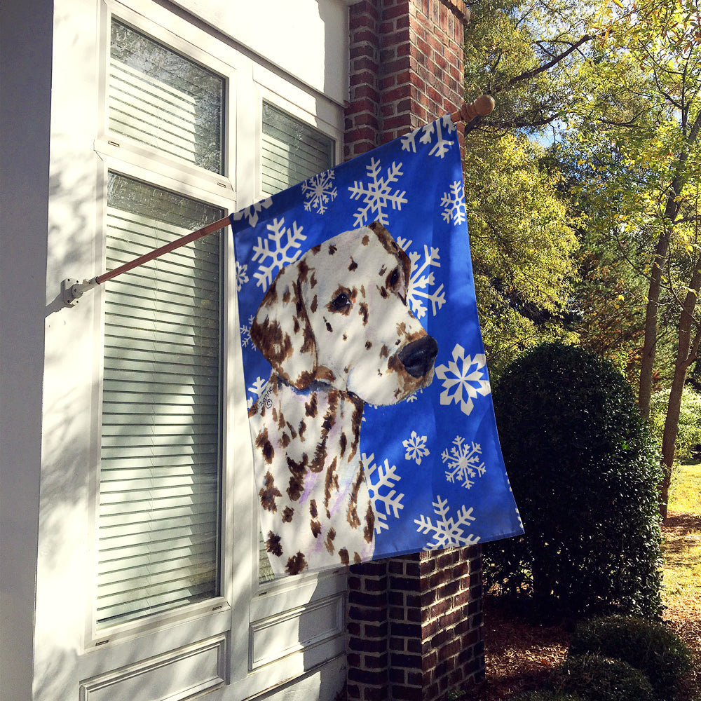 Dalmatian Winter Snowflakes Holiday House Flag 28x40 Porch Sleeve Pole Decorative Outside Yard Banner Artwork Wall Hanging, Polyester