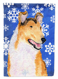 Collie Smooth Winter Snowflakes Holiday House Flag 28x40 Porch Sleeve Pole Decorative Outside Yard Banner Artwork Wall Hanging, Polyester