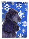 Cocker Spaniel Winter Snowflakes Holiday House Flag 28x40 Porch Sleeve Pole Decorative Outside Yard Banner Artwork Wall Hanging, Polyester
