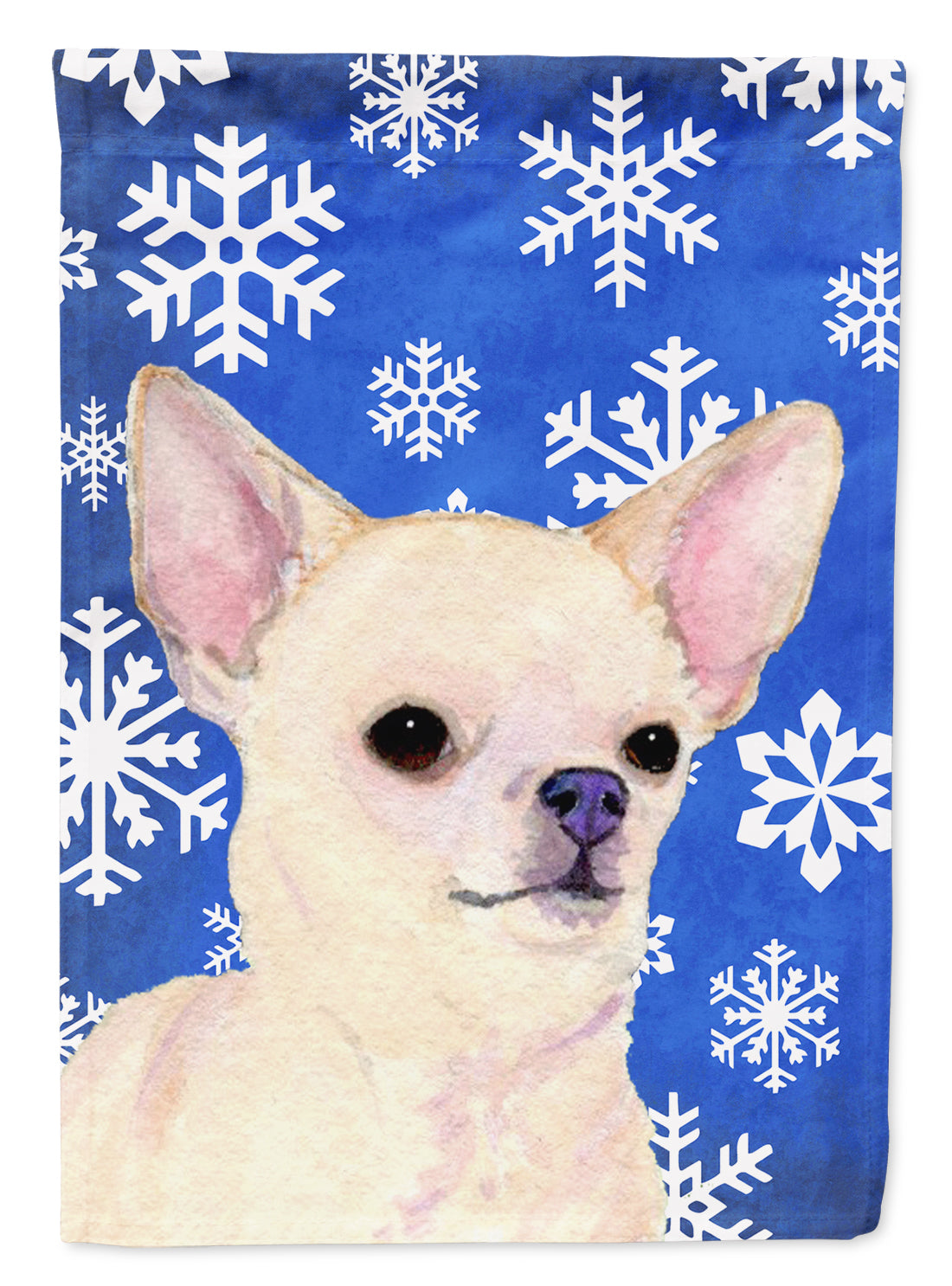 Chihuahua Winter Snowflakes Holiday House Flag 28x40 Porch Sleeve Pole Decorative Outside Yard Banner Artwork Wall Hanging, Polyester