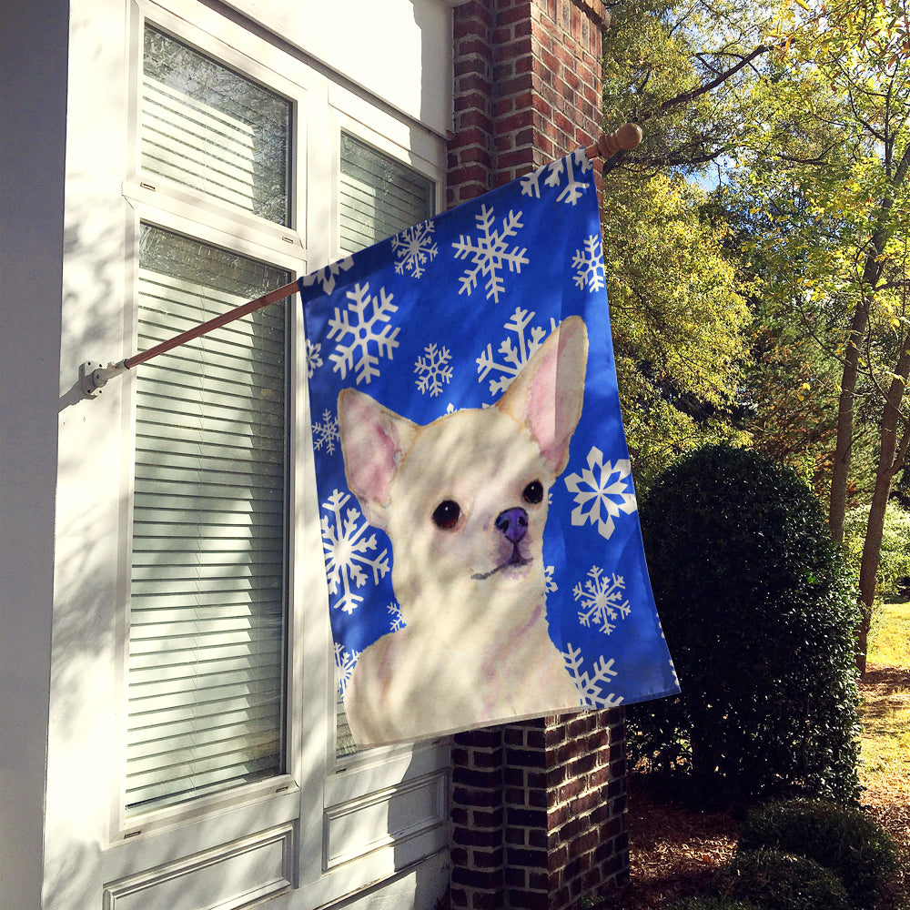 Chihuahua Winter Snowflakes Holiday House Flag 28x40 Porch Sleeve Pole Decorative Outside Yard Banner Artwork Wall Hanging, Polyester