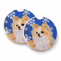 Chihuahua Winter Snowflakes Holiday Set of 2 Cup Holder Car Coasters Absorbent Round Sandstone Coasters Gifts for Men or Women, 2.5, Multicolor