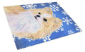 Chihuahua Winter Snowflakes Holiday Cutting Board Tempered Glass Kitchen Cutting Surface, Heat Resistant Chopping, Non-Slip Feet, Food Prep & Serving