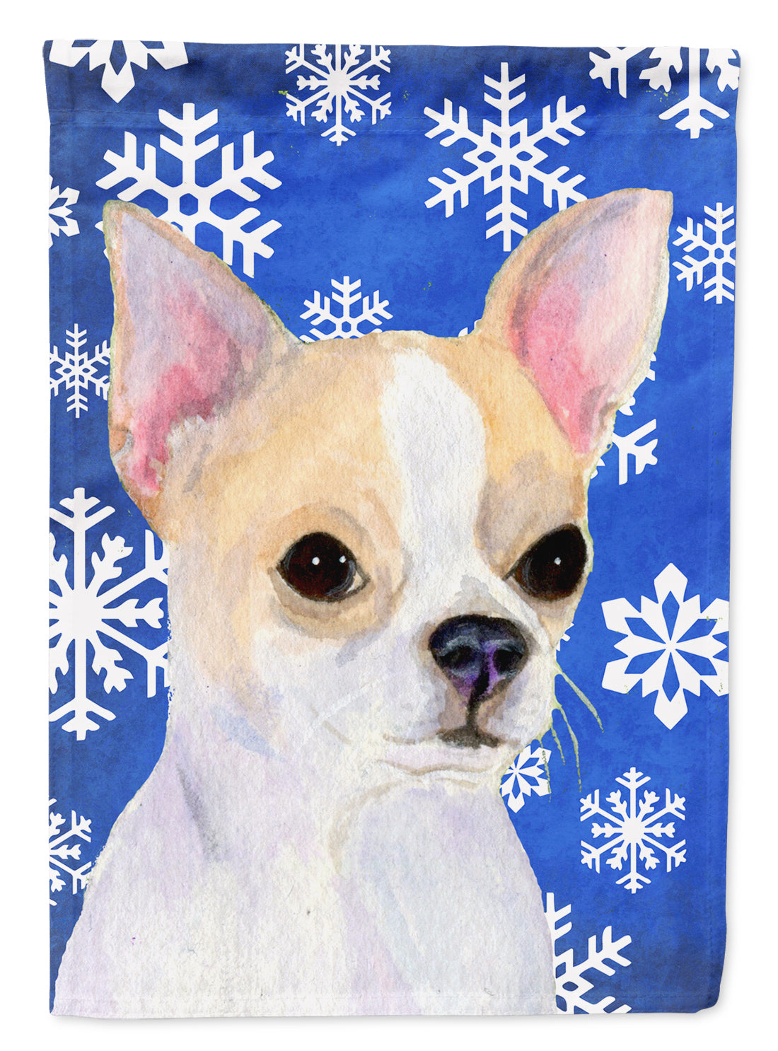 Chihuahua Winter Snowflakes Holiday House Flag 28x40 Porch Sleeve Pole Decorative Outside Yard Banner Artwork Wall Hanging, Polyester