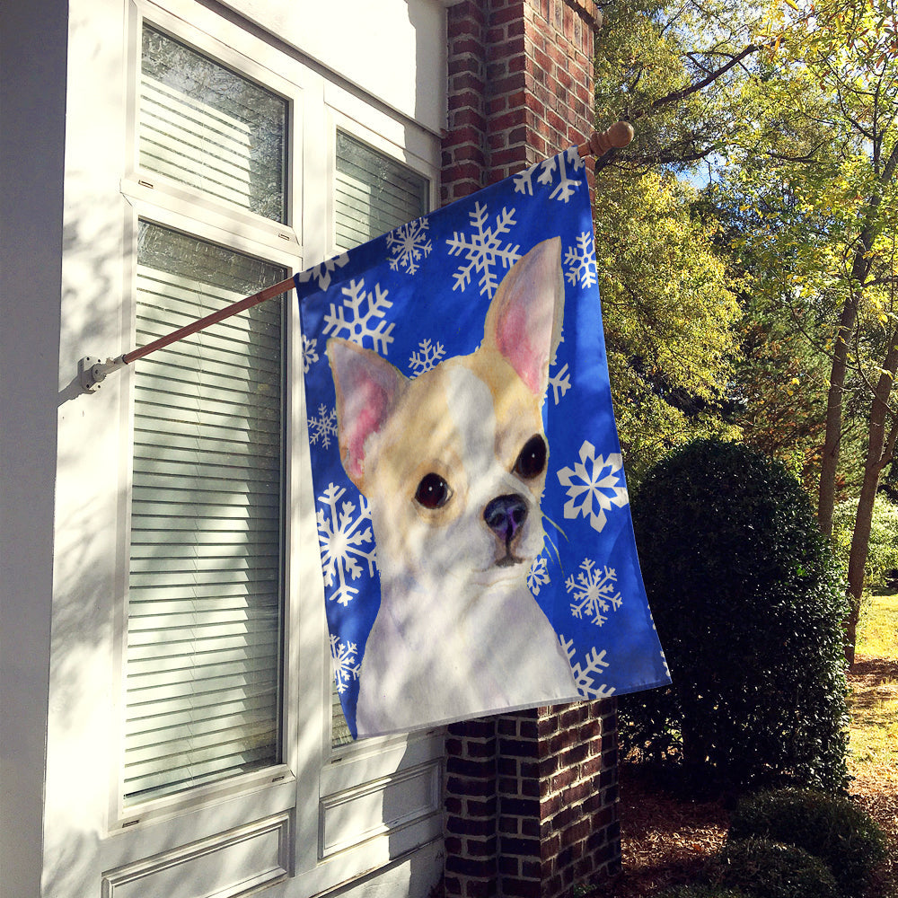 Chihuahua Winter Snowflakes Holiday House Flag 28x40 Porch Sleeve Pole Decorative Outside Yard Banner Artwork Wall Hanging, Polyester