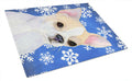 Chihuahua Winter Snowflakes Holiday Cutting Board Tempered Glass Kitchen Cutting Surface, Heat Resistant Chopping, Non-Slip Feet, Food Prep & Serving