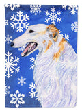 Borzoi Winter Snowflakes Holiday House Flag 28x40 Porch Sleeve Pole Decorative Outside Yard Banner Artwork Wall Hanging, Polyester